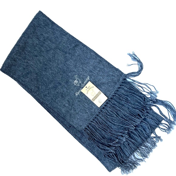 Alpaca Camargo Scarf Solid Gray Rectangle Fluffy Soft Fringe 9"  x  67 " Peru - Picture 3 of 5